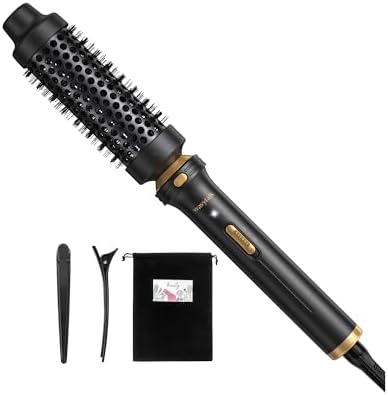 Wavytalk Thermal Brush, Heated Round Brush, 1 1/2 inch Thermal Brush Blowout Look with Detachable Brush Head, Thermal Round Brush Dual Voltage for Travel, Black