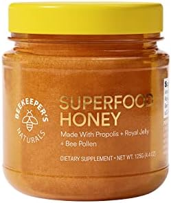 Superfood Honey by Beekeeper's Naturals - Bee Pollen, Royal Jelly, Propolis, Honey - Natural Energy, Immune Support, Mental Clarity, Athletic Performance (4.4 oz)