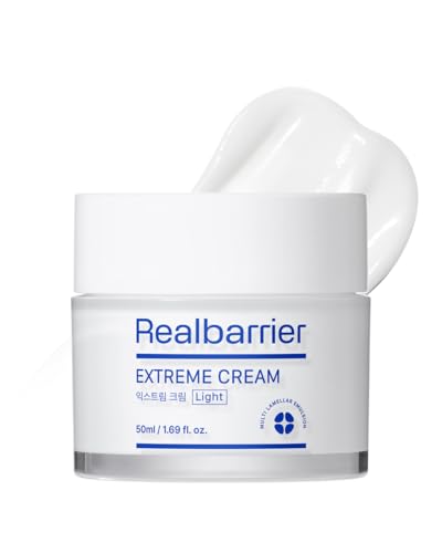 Real Barrier Extreme Cream Light 1.69 Fl Oz, Lightweight Daily Soft Cream Facial Moisturizing Soothing Cream with Hyaluronic Acid Ceramides for Sensitive Skin, Strengthen Skin Barrier, Korean Skincare