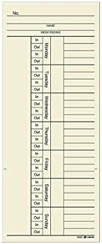 Adams Time Cards, Weekly, 2-Sided, Overtime Format, 3-3/8" x 8-1/4", Manila, Green/Red Print, 200-Count (9660-200)