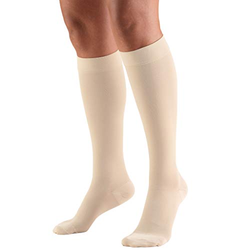Truform 20-30 mmHg Medical Compression Stockings, Smooth Stretch Microfiber, Knee High, Closed Toe, Beige, 2X-Large