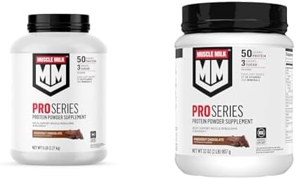 Muscle Milk Pro Series Knockout Chocolate Protein Powder, 5 Pound 28 Servings & 2 Pound 11 Servings