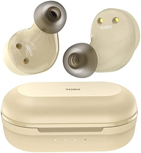 TOZO NC9 Hybrid Active Noise Cancelling Wireless Earbuds, in Ear Headphones IPX6 Waterproof Bluetooth 5.0 Stereo Earphones, Immersive Sound Premium Deep Bass Headset,Champagne