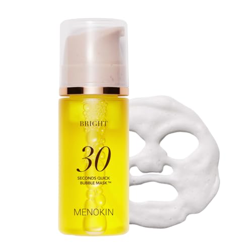 MENOKIN 30 Seconds Bubble Serum Mask [No wait, Simply rubbing the bubble into your skin, finish the facial mask][BRIGHT] Glutathione & Vitamin mask, Radiance-boosting 3.21 fl.oz