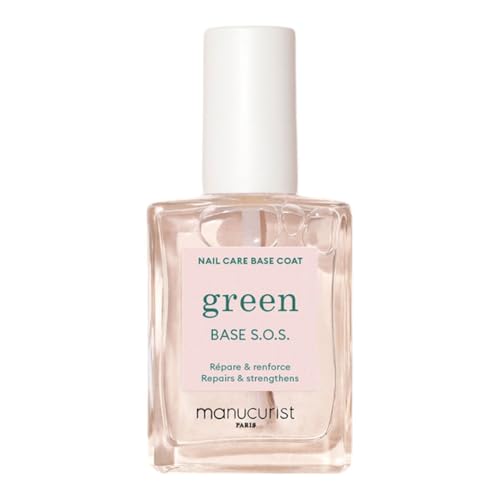 MANUCURIST - S.O.S. Base Coat - Enriched with Vitamins C and B5 - Nail Fortifier - Repairs and Strengthens - Care for Very Damaged Nails - Vegan, Up to 78% Plant-Based - 0.5 fl oz
