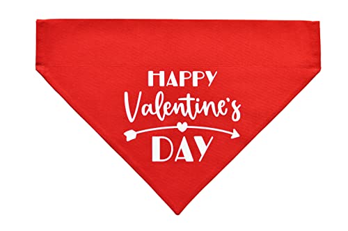 Valentines Day slip on dog bandana, over the collar pet neckerchief, festive dog & cat accessory (Happy Valentine's Day, Small)