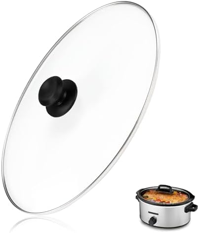 Oval Glass Lid 6 Quart Fit for Hamilton Beach 6qt Slow Cooker 33665G, Crock Pot Replacement lid, Slow Cooker Crock Pot Lid Replacement Part, 1 Pack