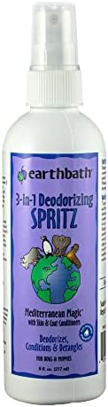 earthbath, Mediterranean Magic 3-in-1 Dog & Puppy Deodorizing Spritz - Dog Odor Eliminator for Strong Odor, Cruelty-Free Dog Cologne, Dog Wash Spray, Made in USA, Dog Bathing Supplies - 8 Oz (2 Pack)