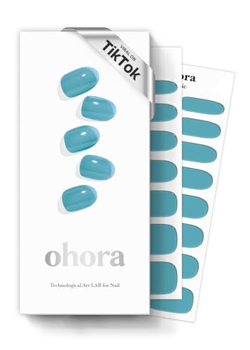 ohora Semi Cured Gel Nail Strips (N Tint Pool) - Blue, Tint, Works with Any UV/LED Nail Lamps, Salon-Quality, Easy to Apply & Remove - Valentine's Day Gel Nail Wraps, Stickers, Romantic Gift Ideas