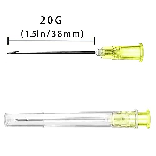 20 Gauge Needle，（100 Pack）20g Needle, 20 Gauge 1.5 Inch for Injections, Lab, Transfer of Liquids