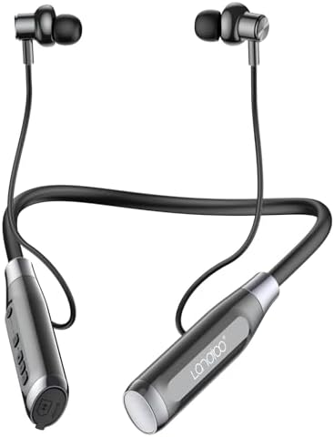 Wireless Bluetooth 5.0 Neck Earbuds with 100 Hours of Playback, IPX5 Waterproof Sports Earphones with Microphone, Magnetic, TF Card Slot, for Gym Running Exercises (A12)