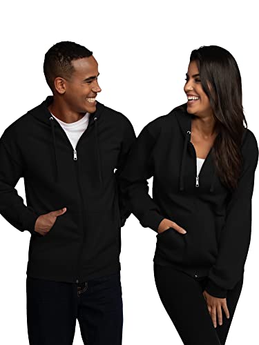 Fruit of the Loom Men's Eversoft Fleece Sweatshirts & Hoodies, Full Zip-Black, Large