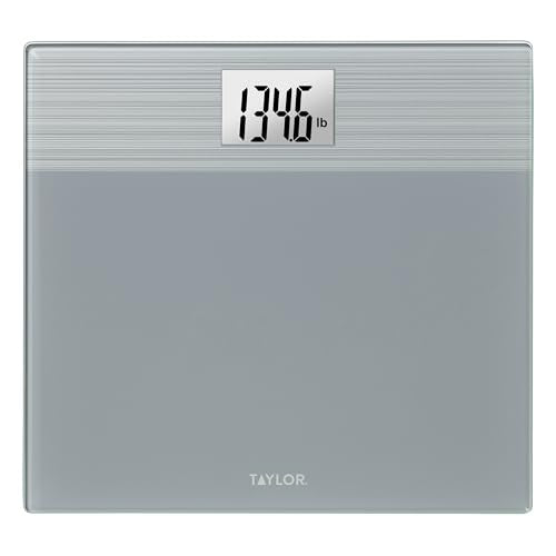 Taylor Digital Wide Platform Bathroom Scale, Scale for Body Weight, Highly Accurate Weighing Machine, Battery Powered, FSA HSA Eligible, Highly Accurate, Measures Weight up to 500 lb Capacity, Gray