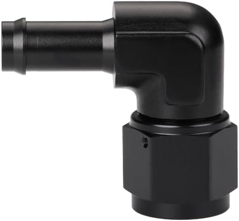 10AN Female to 1/2 Barb 90 Degree Hose Fitting Adapter Swivel Aluminum Black