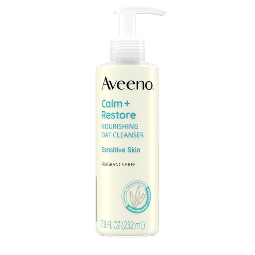 Aveeno® Calm + Restore Facial Cleanser, Gentle Milky Face Cleanser with Oat & Feverfew, Fragrance-Free, 7.8 fl oz