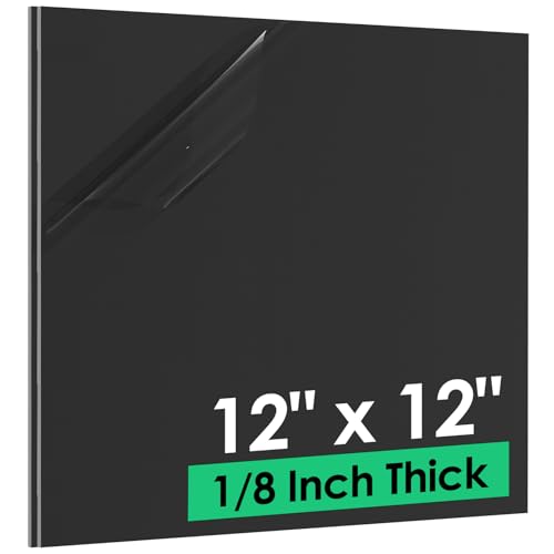 ABS Plastic Sheet 1/8 Inch Thick - 12" x 12", Black Plastic Sheet Rigid Thermoplastic Sheet, ABS Plastic Board for Sign, Craft, DIY Project, 2 Different Surfaces - Texture & Smooth, 2 Pack