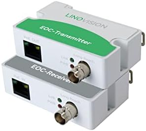 【Upgraded】LINOVISION POE Over Coax EOC Converter IP Over Coax Max 3000ft Power and Data Transmission Over Regular RG59 Coaxial Cable for Upgrading Analog Surveillance System to IP Surveillance System