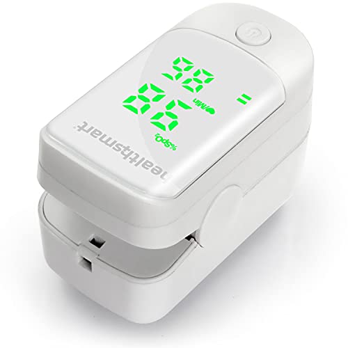 HealthSmart Pulse Oximeter for Fingertip That Displays Blood Oxygen Saturation Content, Pulse Rate and Pulse Bar with LED Display, Accurate and Reliable, Green