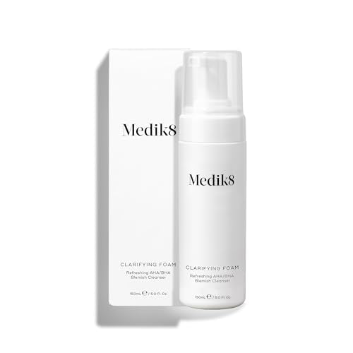 Medik8 Clarifying Foam - Lightweight Exfoliating AHA and BHA Face Cleanser - Salicylic Acid and Nicacinamide - Gentle Foaming Facial Cleanser - 5 oz