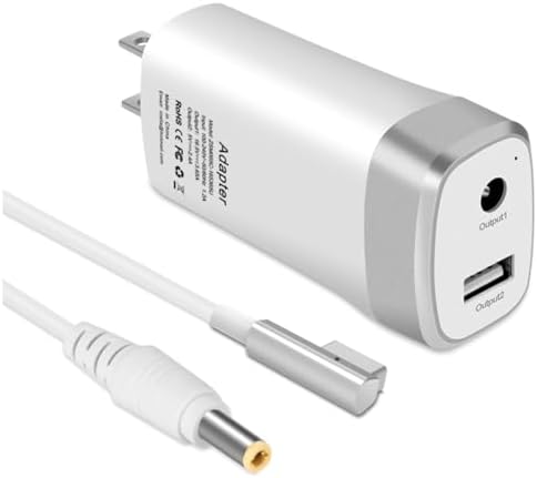 45W 60W Mini Charger Compatible with Mac Book Air 11/13 inch, Magnetic 1st-Gen L Type Connector, Portable Travel Replacement USB Adapter A1374 A1244 A1370 A1369 A1377 A1237 (Before Mid 2012)