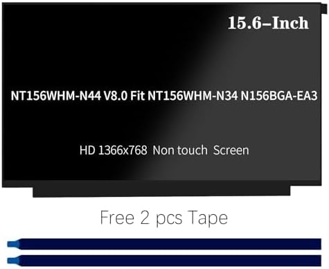 NT156WHM-N44 V8.0.Fit NT156WHM-N34 N156BGA-EA3 LCD Screen Replacement for HP 15-DW0083WM HD 1366x768, LED Non-Touch Display(Narrow Edge)