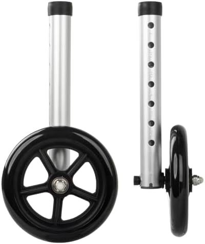 2 Pack Universal Walker Wheel wih Bearings - 6 Inches Replacement Walker Wheels, All Terrain Wheels for Walkers, Wear-Resistant PU Tires, Anti-Slip, and Durable ABS Wheel Hub, Black