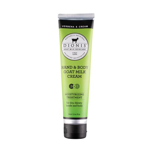 Dionis Goat Milk Skincare 3.3 oz Verbena & Cream Hand & Body Cream - Travel Size Hand Lotion For Hydrating & Moisturizing Dry Skin - Cruelty Free Cream Made In The USA - Paraben Free Formula