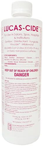 LUCAS-CIDE Salon and Spa Disinfectant Multipurpose Surface Sanitizer, EPA Disinfectant Cleaning Supplies Solution 16 oz (Pint) - Pink