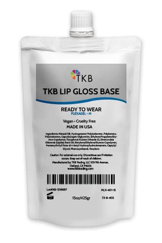 TKB Lip Gloss Base (Flexagel M) | Ready-to-Wear| Moisturizing, High Shine, Crystal Clear, Vegan and Cruelty free| Made in USA. (15 Ounce (Pack of 1))