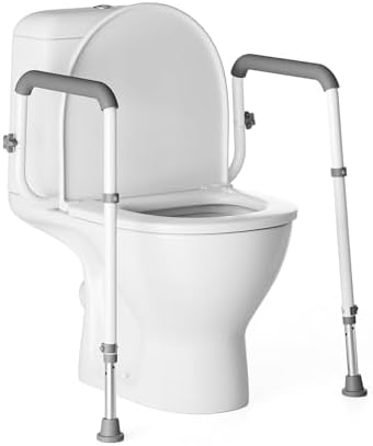 Toilet Safety Rails Medical Steel Sturdy Toilet Handle Height-Adjustable Leg Provides Support for Seniors, Disabled and Pregnant Women