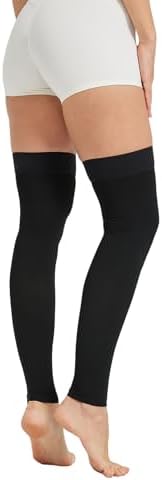 NURCOM 15-20 mmHg Compression Stockings for Women & Men, Footless Thigh High Compression Sleeves with Dot Silicone Band, Graduated Support Pressure Stockings-Ideal for Athletic, Medical, Travel Use