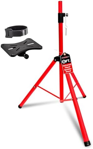 5 Core Speaker Stand Tripod Floor Tall Adjustable Up to 72 Inch DJ Studio Monitor Stands Pole Mount - SS ECO 1PK RED WOB