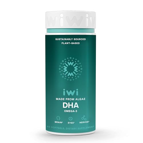 Iwi Life DHA Omega-3, 60 Softgels (30 Servings), Plant-Based Algae Omega 3, Brain, Eyes & Nervous System Support Dietary Supplement, Krill & Fish Oil Alternative, No Fishy Aftertaste