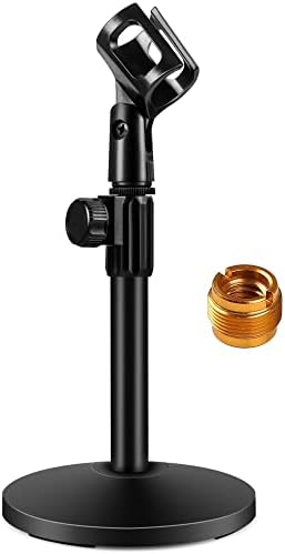 InnoGear Desktop Microphone Stand, Upgraded Adjustable Table Mic Stand with Mic Clip and 5/8" Male to 3/8" Female Screw for Blue Yeti Snowball Spark & Other Microphone