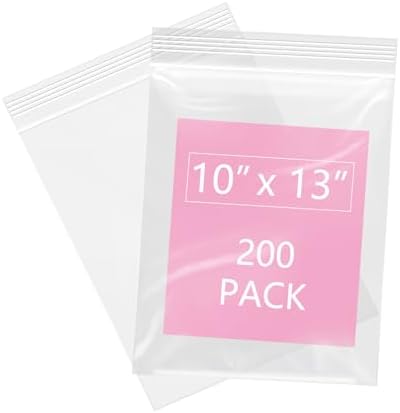 iMailer - 200 Pcs- 10" x 13" Clear Zip Bags - Reclosable Plastic Zip Poly Bags 2 Mil for Prints, Photos, Documents, Clothing, T-Shirt