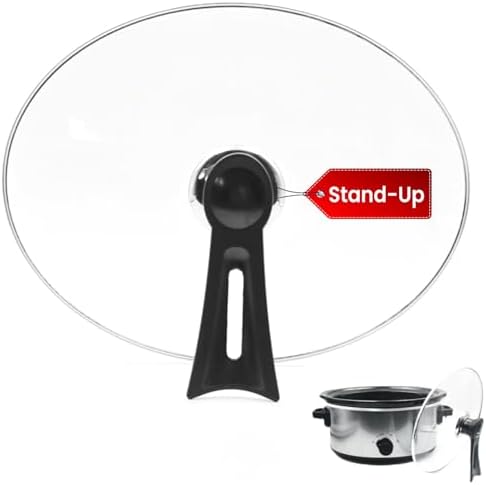 Standable Oval Glass Lid 7 Quart Compatible with Crock-Pot Slow Cooker SCV700-S-BR, Replacement lid for Hamilton Beach Slow Cooker 33474G, Stand-Up Slow Cooker Lids 7 Quart SCV700, SCV700SS, SCV700-KC