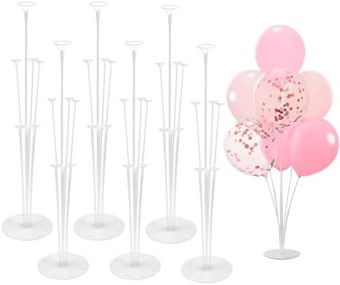 6 Sets Balloon Sticks with Base for Table Balloon Stand Kit Balloon Stands with Base for Floor Balloon Arch Stand with Base Balloon Stands for Table Baby Shower Birthday Wedding Party Decorations