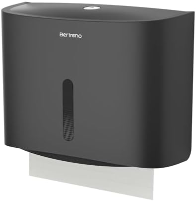 Commercial Paper Towel Dispenser Wall Mount Paper Towel Holder Large Capacity C Fold Hand Towel Dispenser Bathroom Tissue Dispenser (Black)