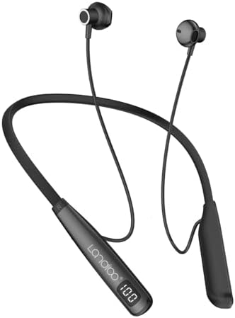 Around the neck headphones, the new Bluetooth 5.4 playtime up to 100 hours LED battery display, with microphone neckband bluetooth headphones, neck headphones semi-in-ear noise cancelling IPX7 (Black)