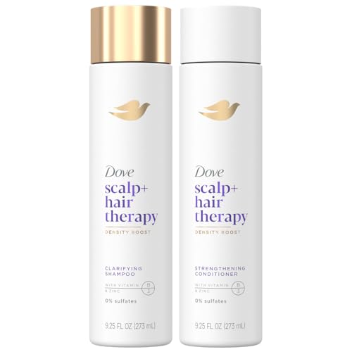 Dove Scalp + Hair Therapy Set – Density Boost Clarifying Shampoo and Strengthening Conditioner with Vitamins B3 & E, Zinc & Peptides, 9.25 Oz Ea (2 Piece Set)