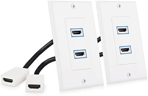 Cable Matters 2-Pack 2-Port 8K HDMI Wall Plate in White with 8K 60Hz and 4K 120Hz (HDMI Outlet, HDMI Wall Outlet, HDMI Box Supporting VRR, ALLM and HDR)