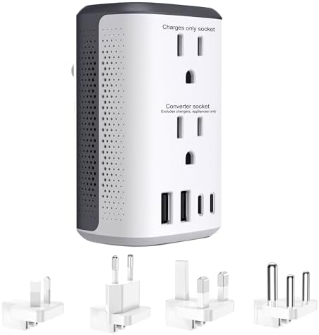 2000W Voltage Converter 220V to 110V for Europe Travel, Universal Plug Adapter (Type A/B/C/E/F/G/I/J/N) with Overload Protection, Compact Design for Hair Dryers, Curling Irons, Laptops & Appliances