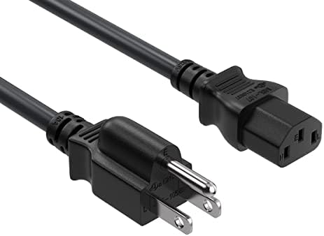 UL Listed 12FT Computer Power Cord, NEMA 5-15P to C13, 10A 125V, 18AWG, Black Replacement AC Power Cord, Printer Power Cord, PC Power Supply Cable, Monitor Power Cable