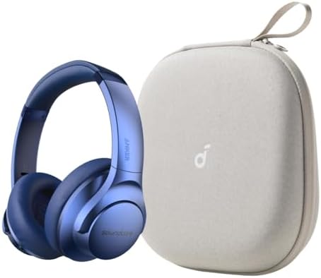 Soundcore Anker Life Q20 Hybrid Active Noise Cancelling Headphones, with Headphones Case, Wireless Over Ear Bluetooth Headphones, 60H Playtime, Hi-Res Audio, Deep Bass, Memory Foam Ear Cups