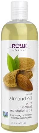 NOW Foods Solutions, Sweet Almond Oil, 100% Pure Moisturizing Oil, Promotes Healthy-Looking Skin, Unscented Oil, 16-Ounce,Package may vary