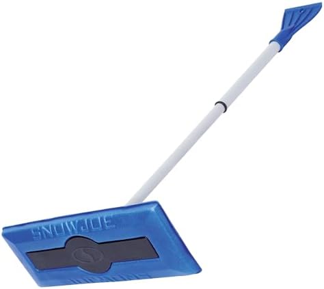 Snow Joe 18" Telescoping Snow Broom & Ice Scraper for Car Windows, No-Scratch Foam, Blue