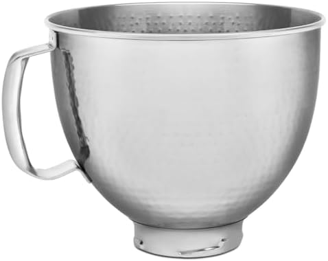 KitchenAid 5 Quart Stainless Steel Bowl for all KitchenAid 4.5-5 Quart Tilt-Head Stand Mixers KSM5SSBHM, Hammered Stainless