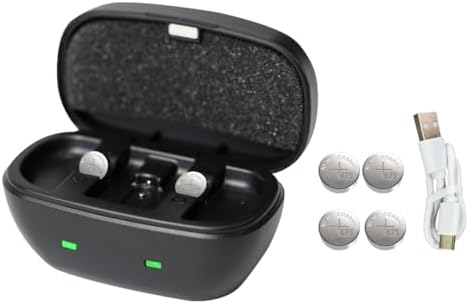 Rechargeable Hearing Aid Batteries and Charger for 675 Hearing Aid Amplifiers Battery Charger with 4 Pack Button Rechargeable Batteries