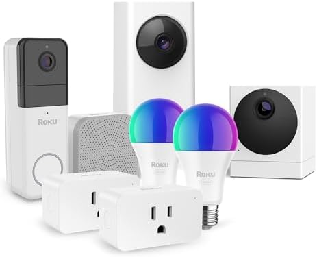 Roku Wireless Video Doorbell, Outdoor Camera, Indoor Camera 360, Smart Bulbs, & Smart Plug Bundle