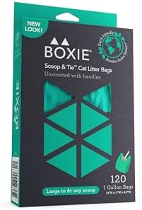 Boxie® Sustainable Scoop & Tie™ Bags for Pet Waste, Boxiecat- 120 Count (Pack of 1)